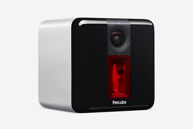 The Petcube Play in white. A great way to see and talk to your pets while you're out of the home.
