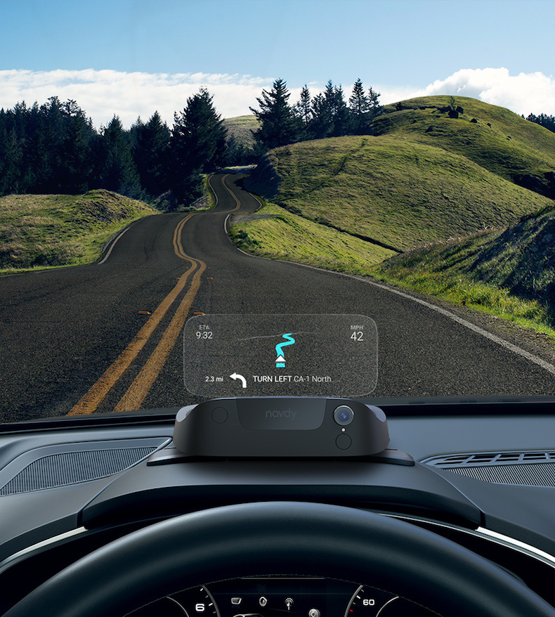 Navdy sits on top of your dash while you drive.